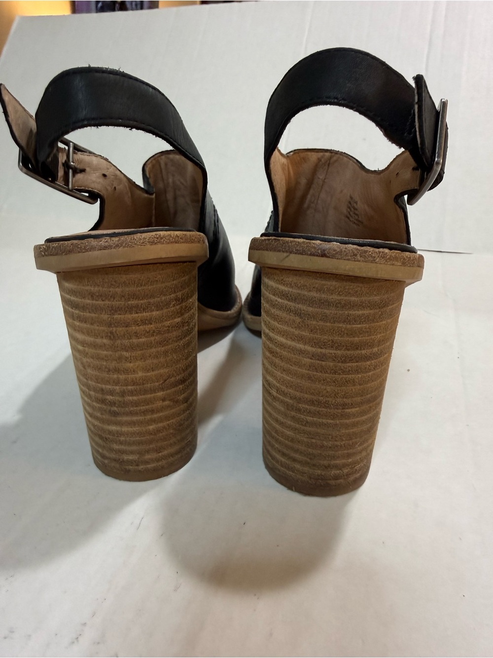 Madewell The Marie Black Leather Slingback Heeled Sandals Peep Toe Bootie Size 8 - Picture 5 of 12